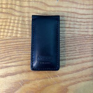 Coach Midnight Black Leather Money Clip
